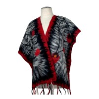 Red Border Fringe Scarf 